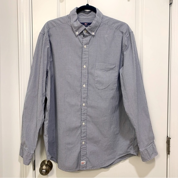 Vineyard Vines Men's Blue Gingham Classic Fit Murray Button Down Shirt Large - Picture 1 of 8